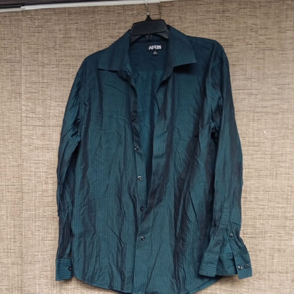 Men's Apt. 9 Teal and Black Striped Shirt